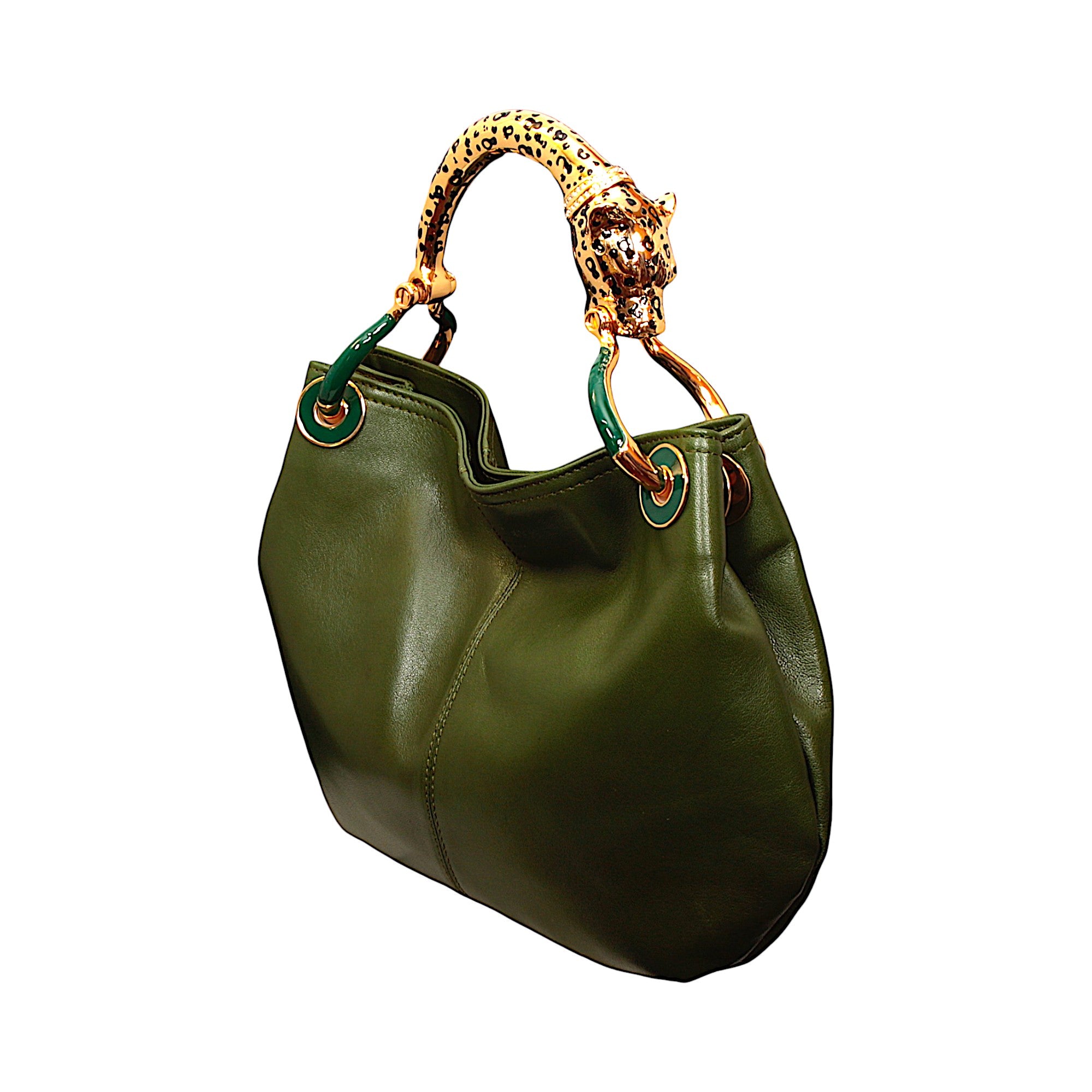 JAGUAR SMALL BAG WITH GREEN  NAPPA LEATHER