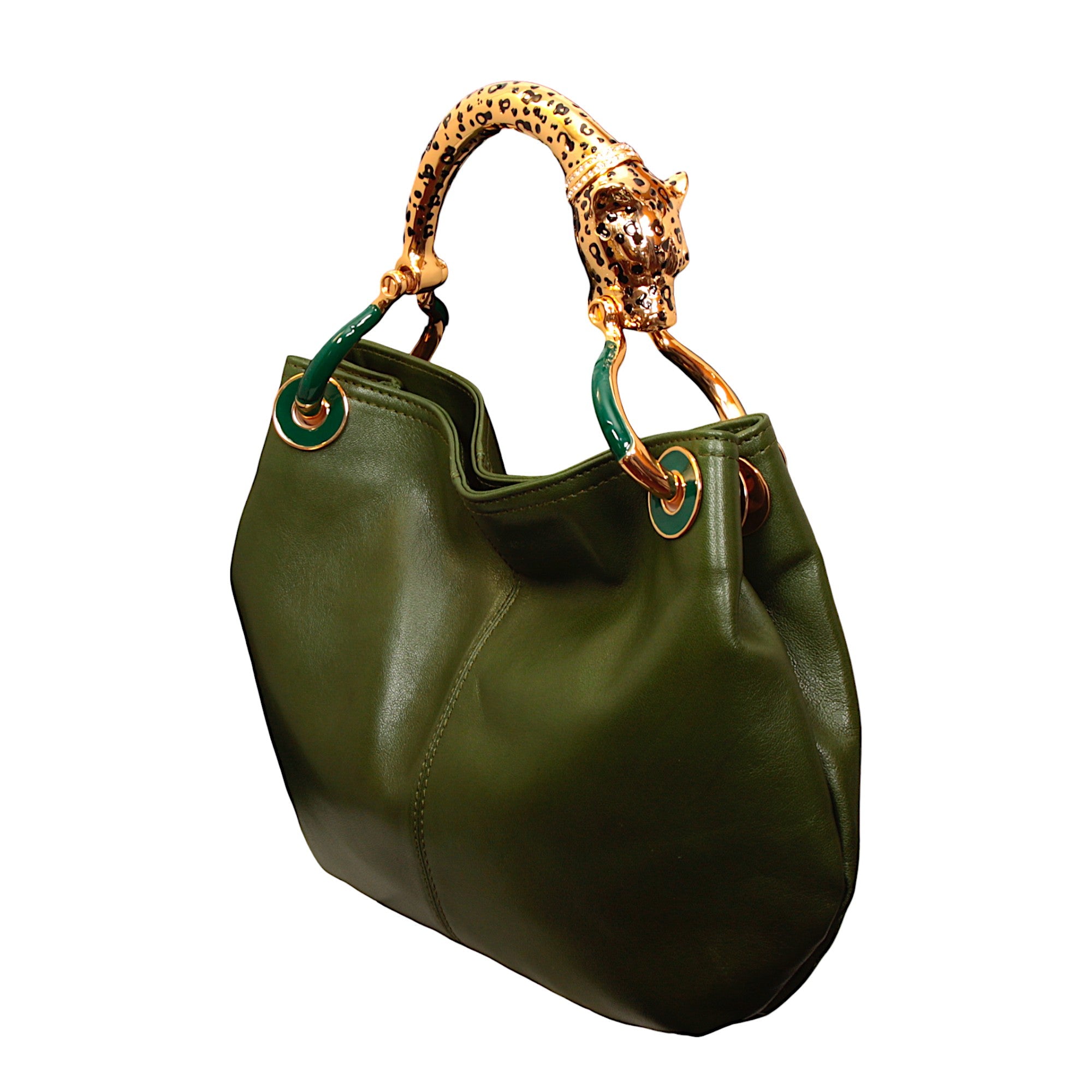 JAGUAR SMALL BAG WITH GREEN  NAPPA LEATHER