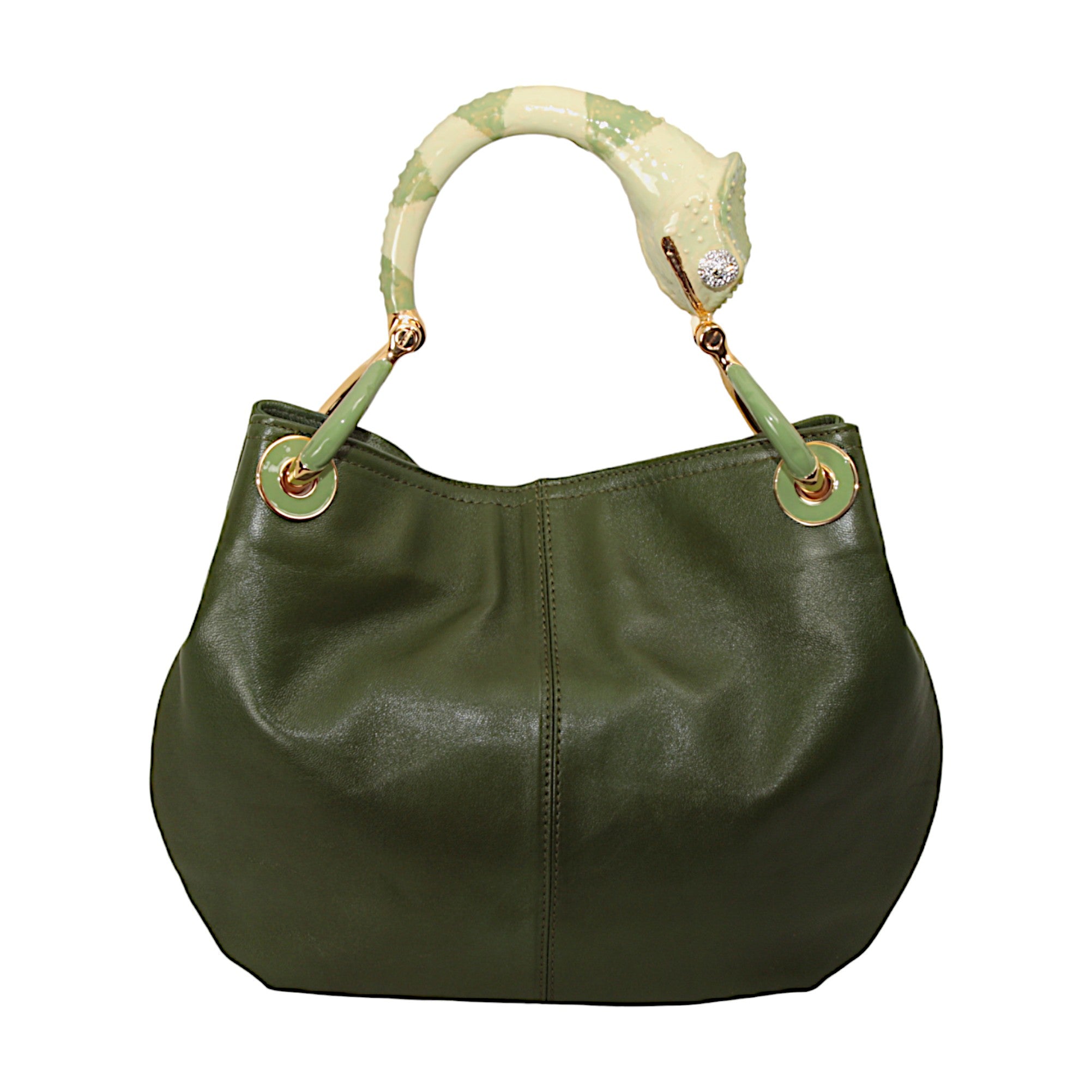 CHAMELEON SMALL BAG WITH GREEN  NAPPA LEATHER