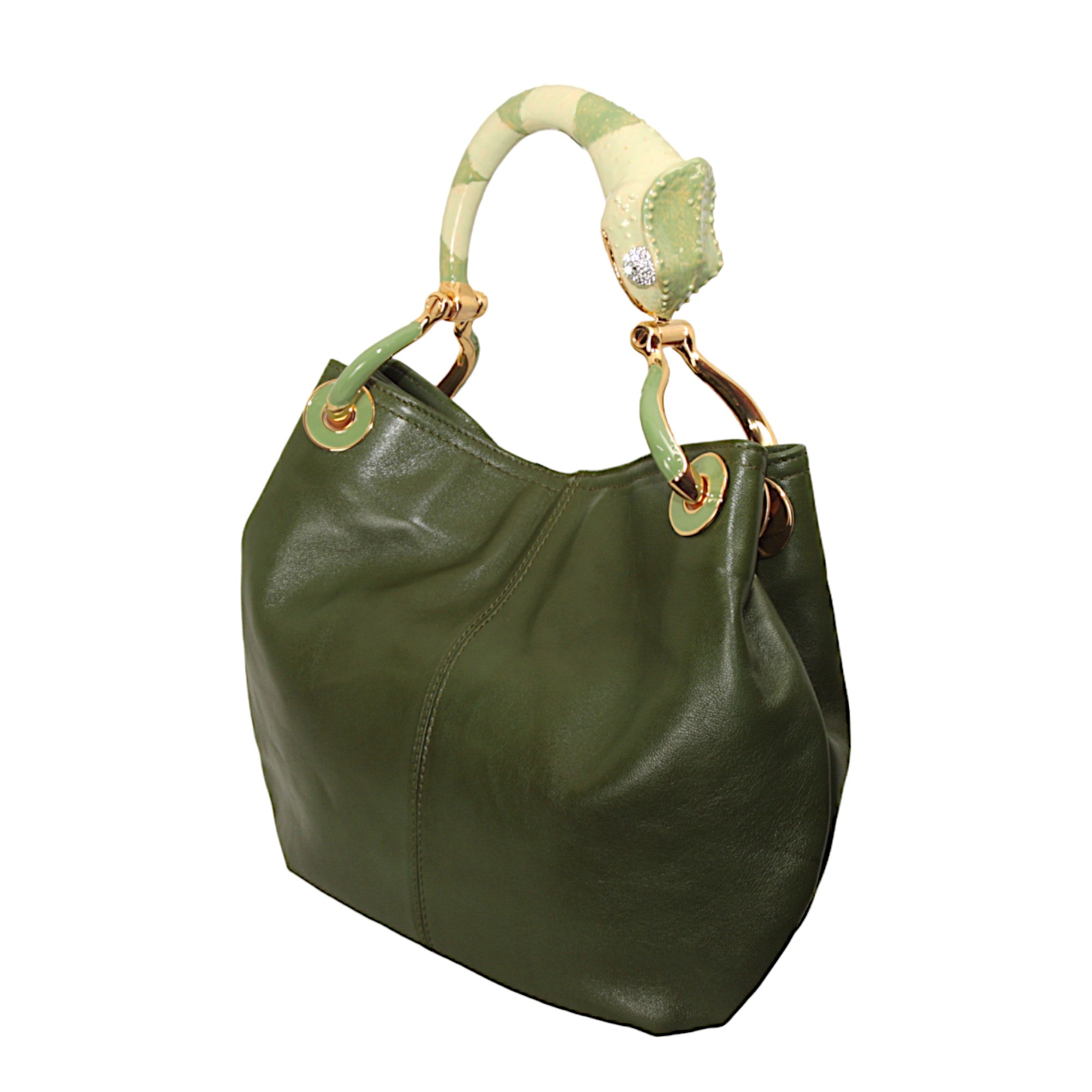 CHAMELEON SMALL BAG WITH GREEN  NAPPA LEATHER