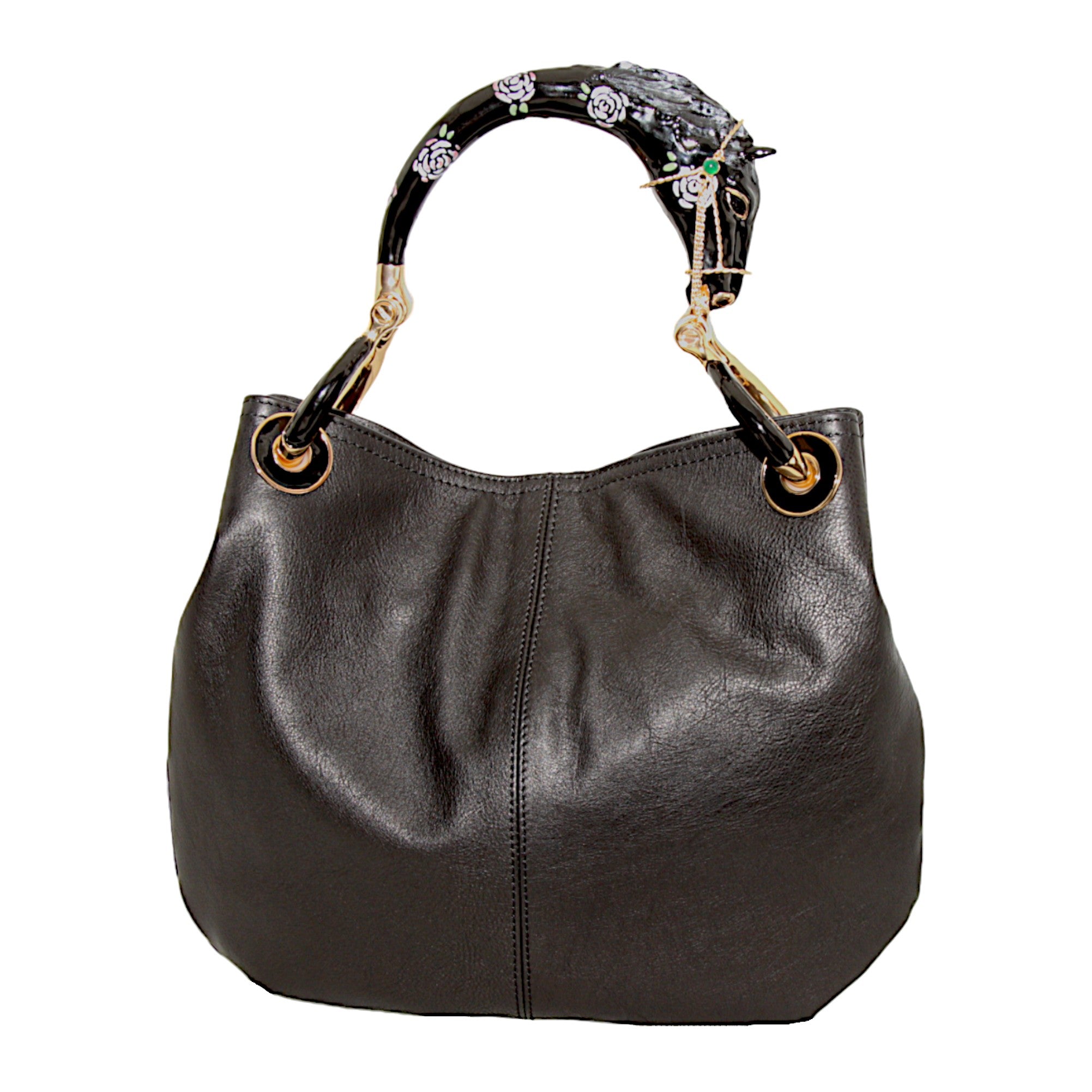 BLACK HORSE SMALL HANDBAG IN BLACK HIGHT QUALITY LEATHER (Copy)