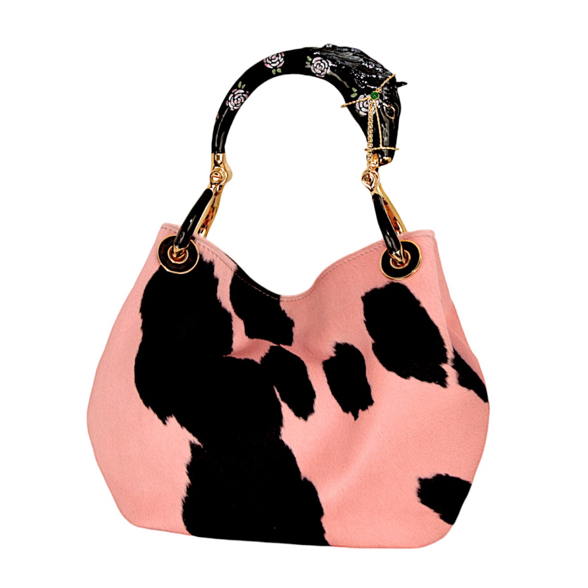 BLACK HORSE SMALL HANDBAG IN PONY-EFFECT LEATHER