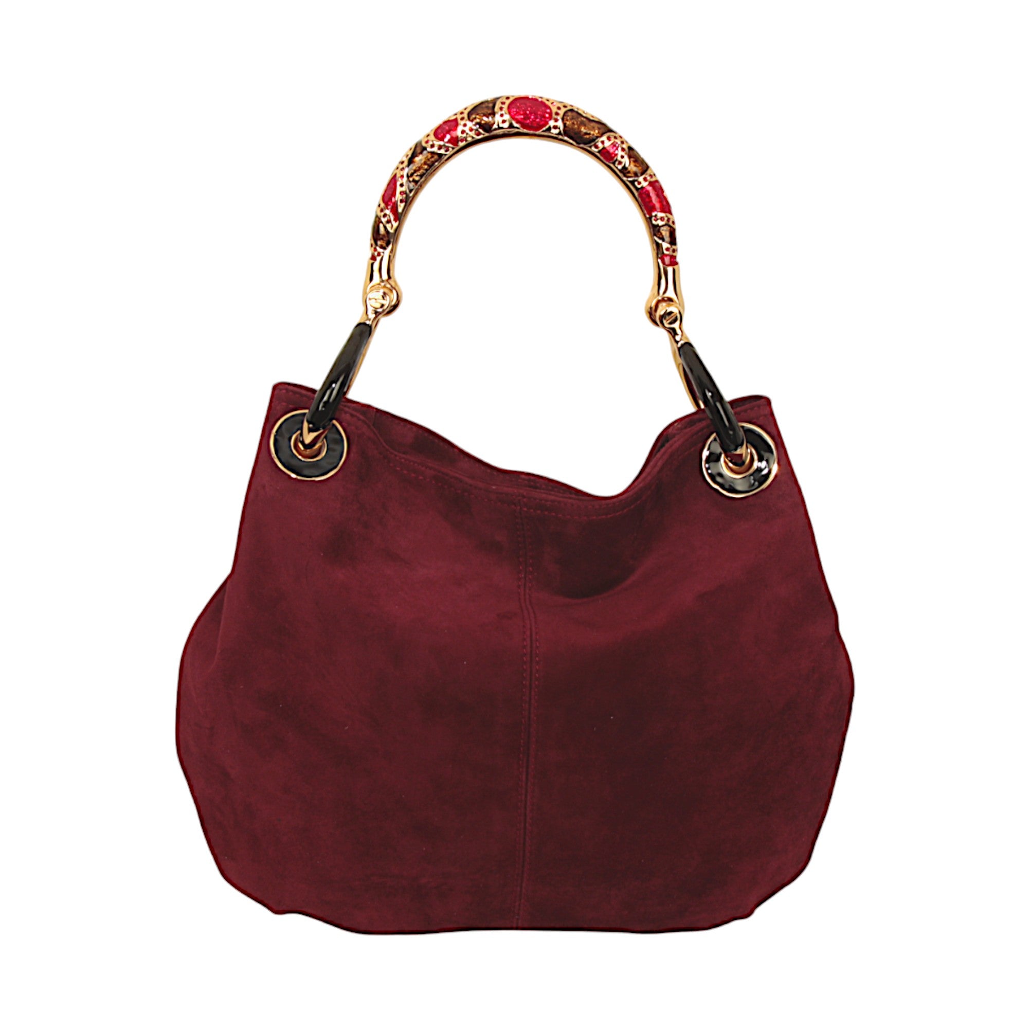 SMALL MOSAIC HANDBAG WITH BORDEAUX SUEDE LEATHER