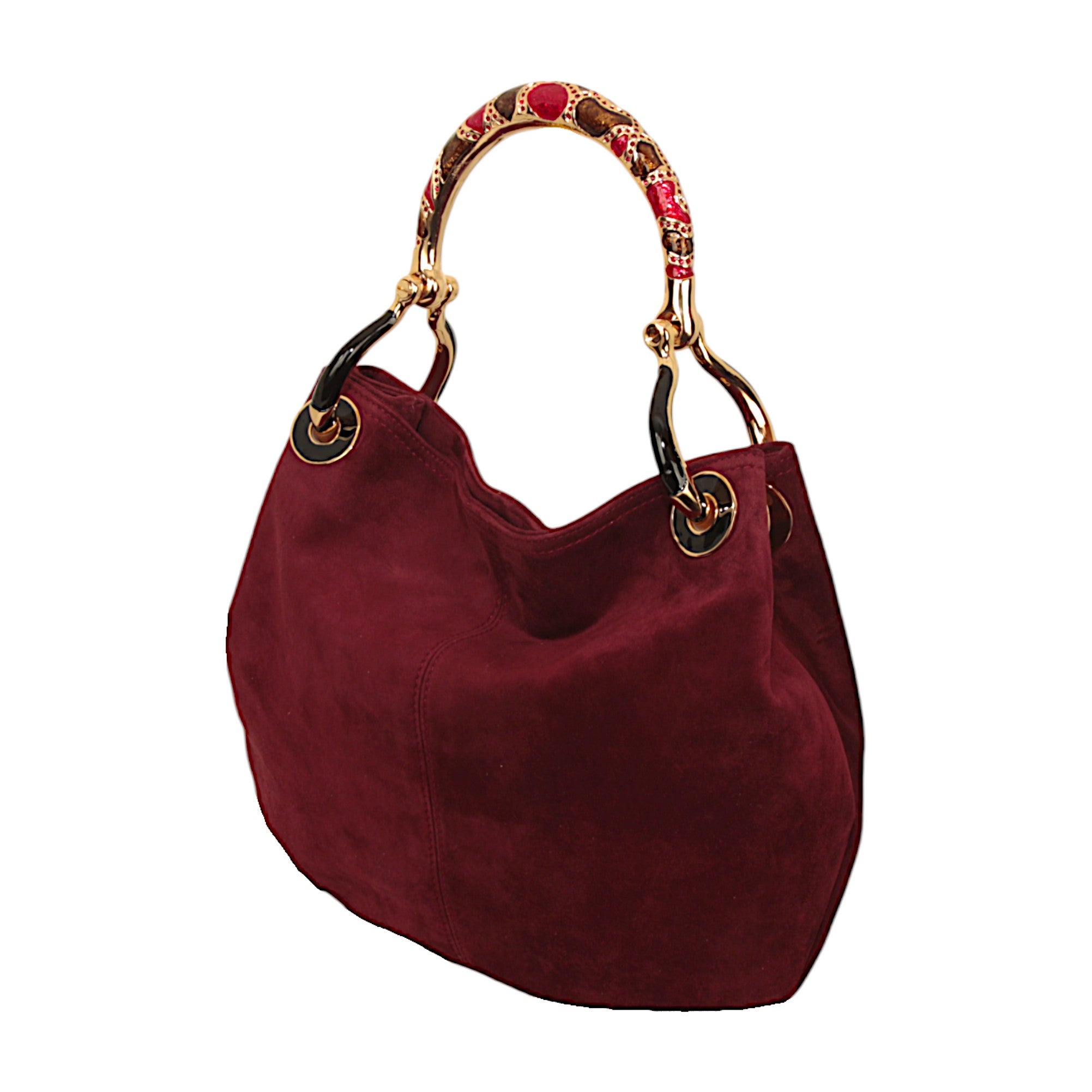 SMALL MOSAIC HANDBAG WITH BORDEAUX SUEDE LEATHER