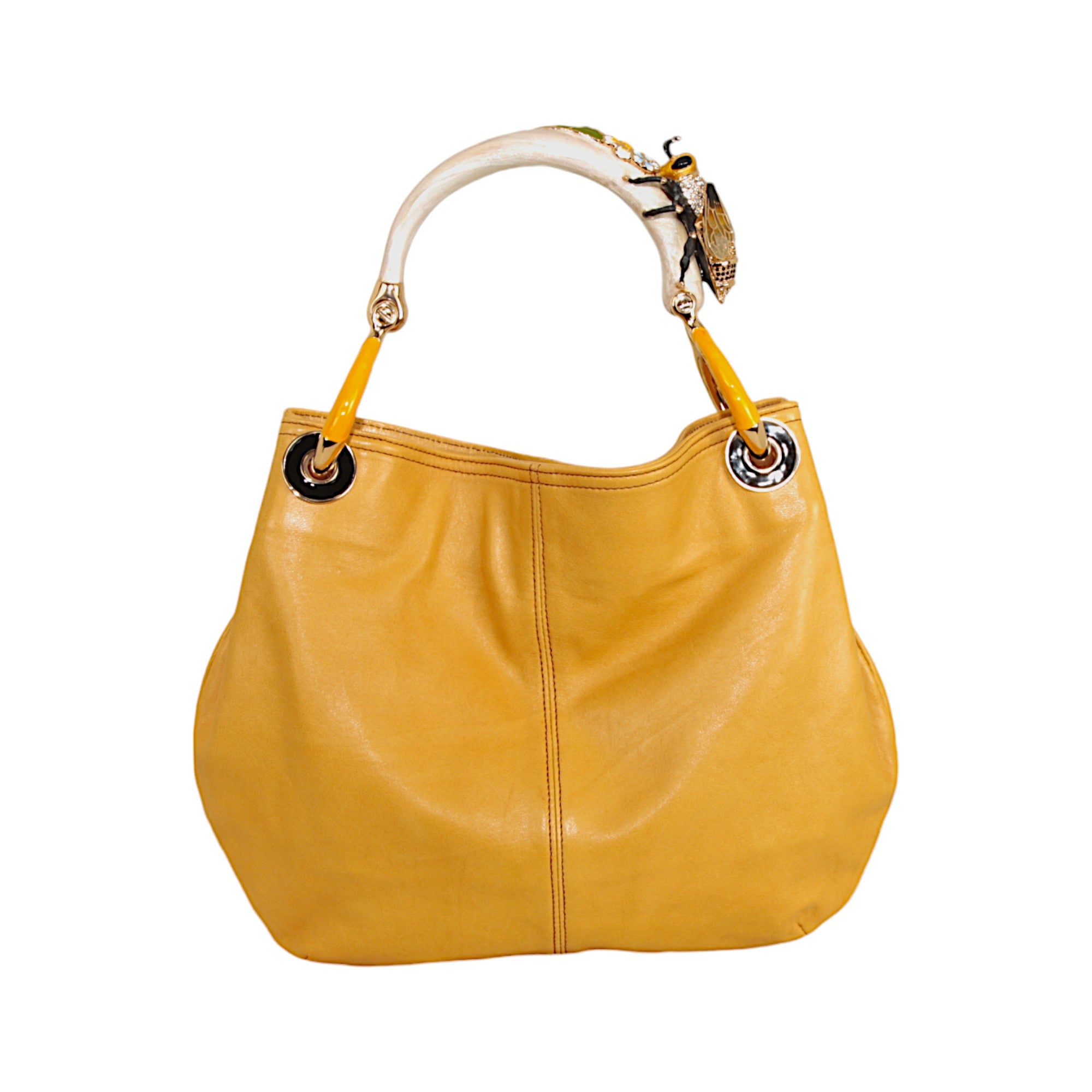 BEE SMALL HANDBAG IN HIGHT QUALITY YELLOW LEATHER