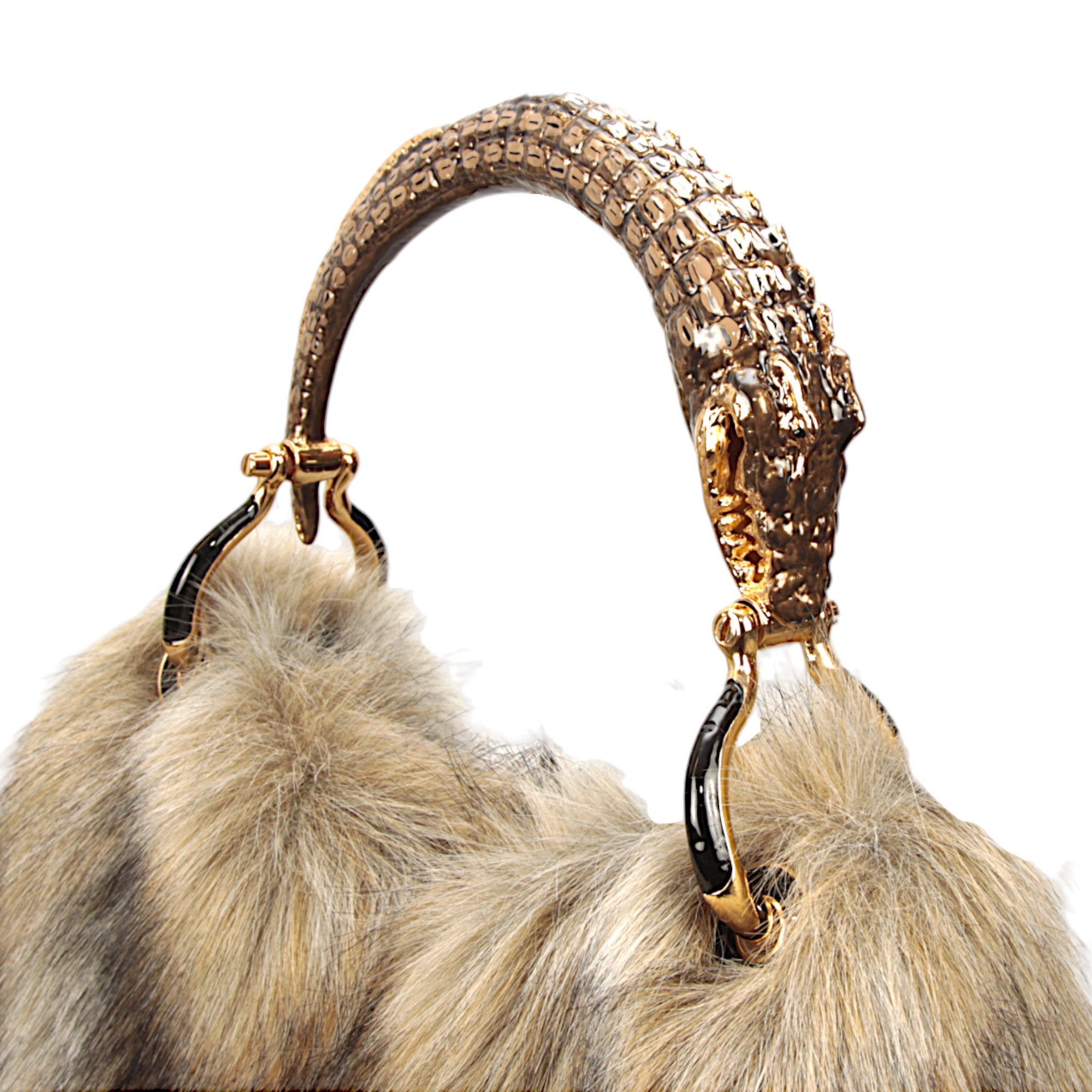 CROCODILE WITH FAUX FUR CLASSIC BAG