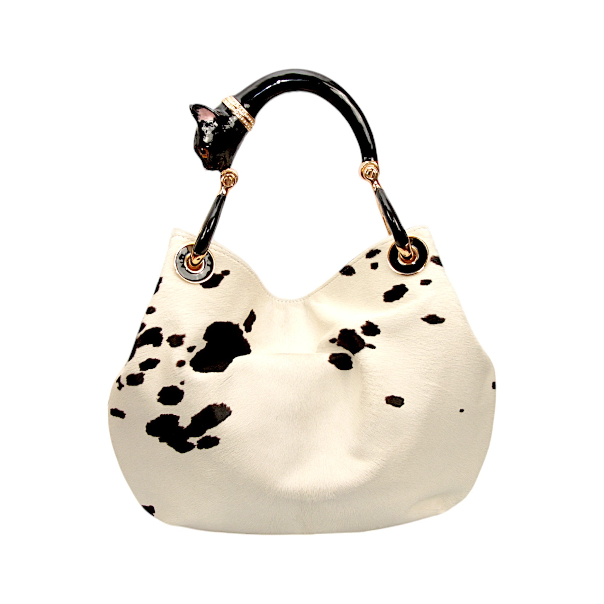 BLACK CAT SMALL HANDBAG IN PONY-EFFECT LEATHER