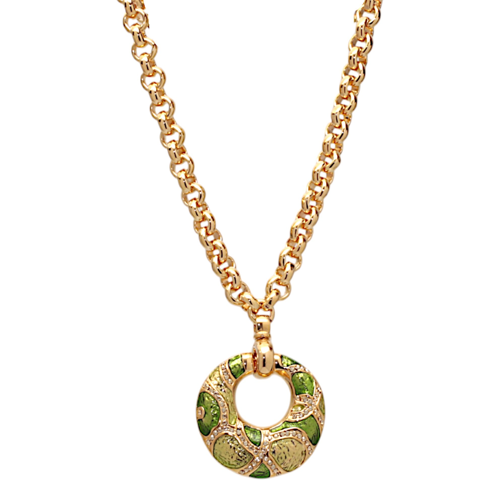 MOSAIC NECKLACE GREEN WITH CHAIN