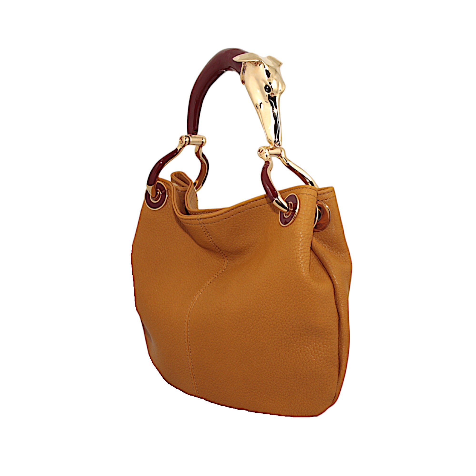 GREYHOUND SMALL HANDBAG IN OCHRE HIGHT QUALITY LEATHER