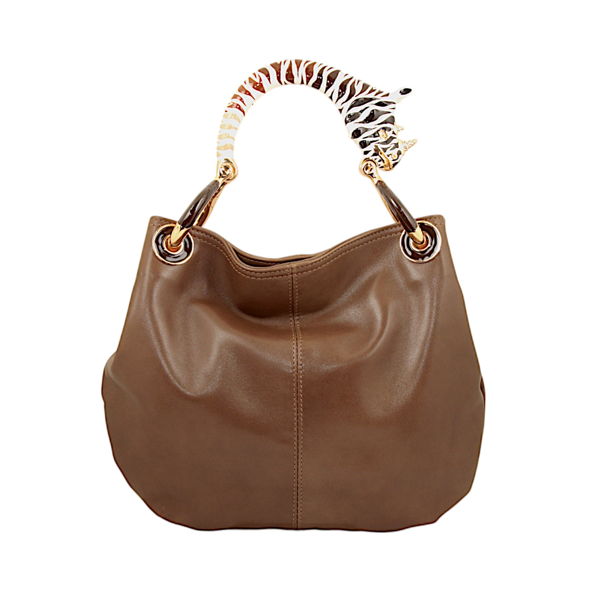 RHINO SMALL HANDBAG IN BROWN HIGHT QUALITY LEATHER