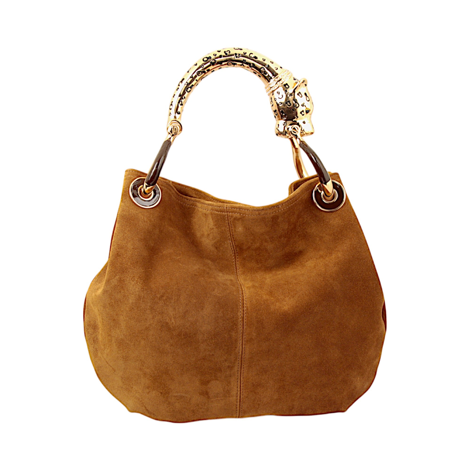 JAGUAR SMALL HANDBAG IN BROWN VELOUR LEATHER