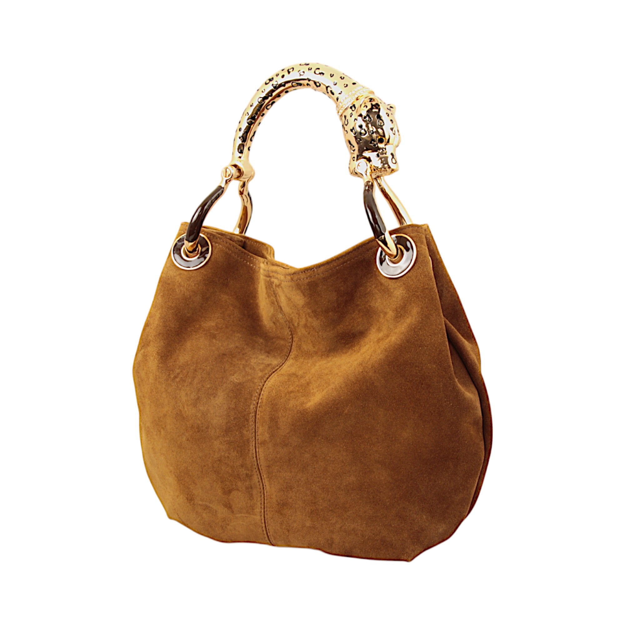 JAGUAR SMALL HANDBAG IN BROWN VELOUR LEATHER