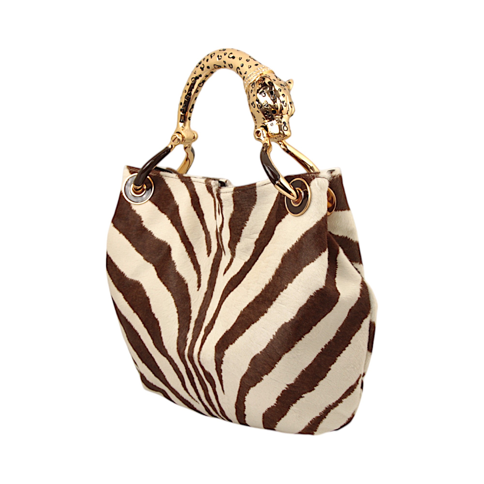 JAGUAR SMALL HANDBAG IN PONY-EFFECT PRINTED LEATHER