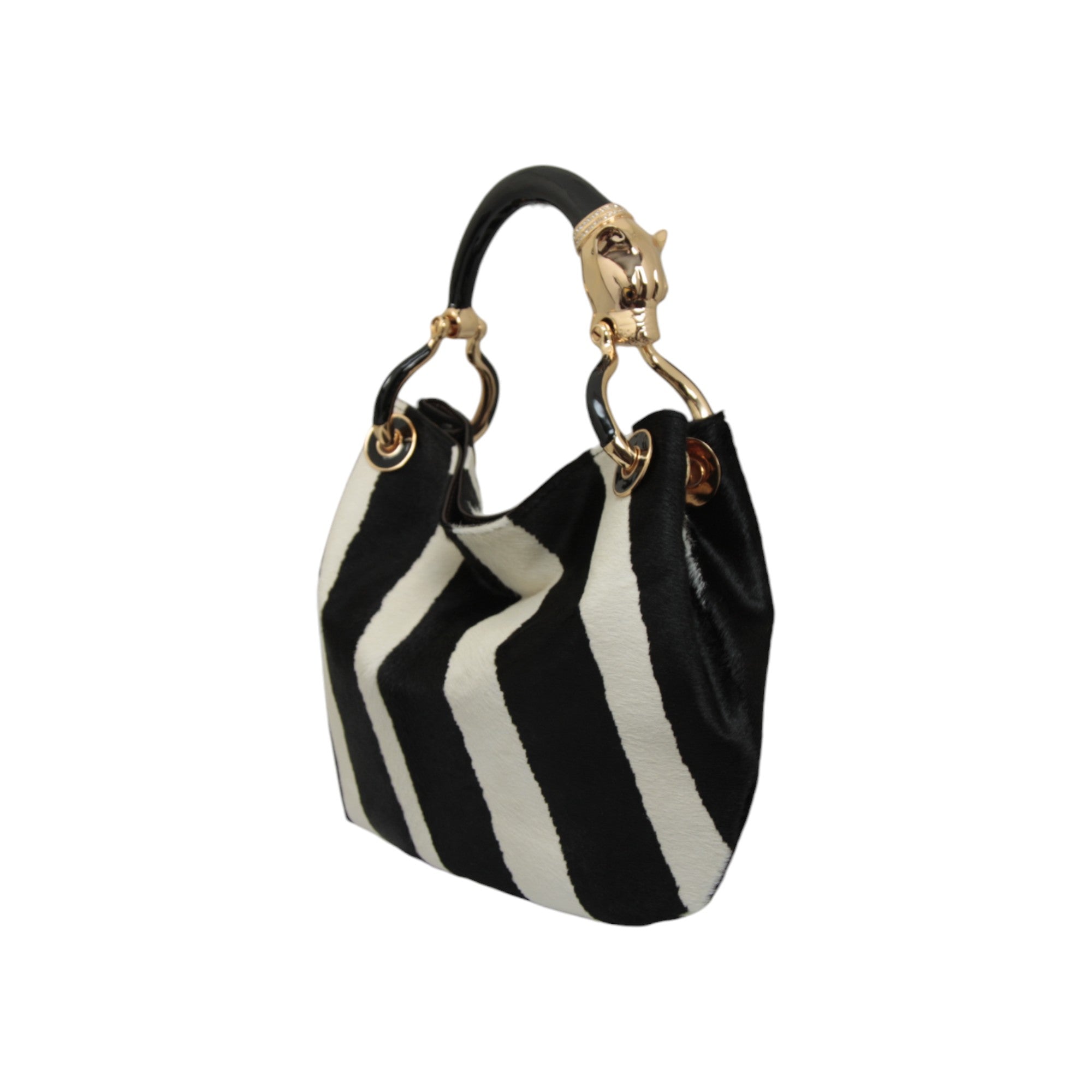 BLACK PANTHER  WITH PRINTED PONY HAIR SMALL HANDBAG