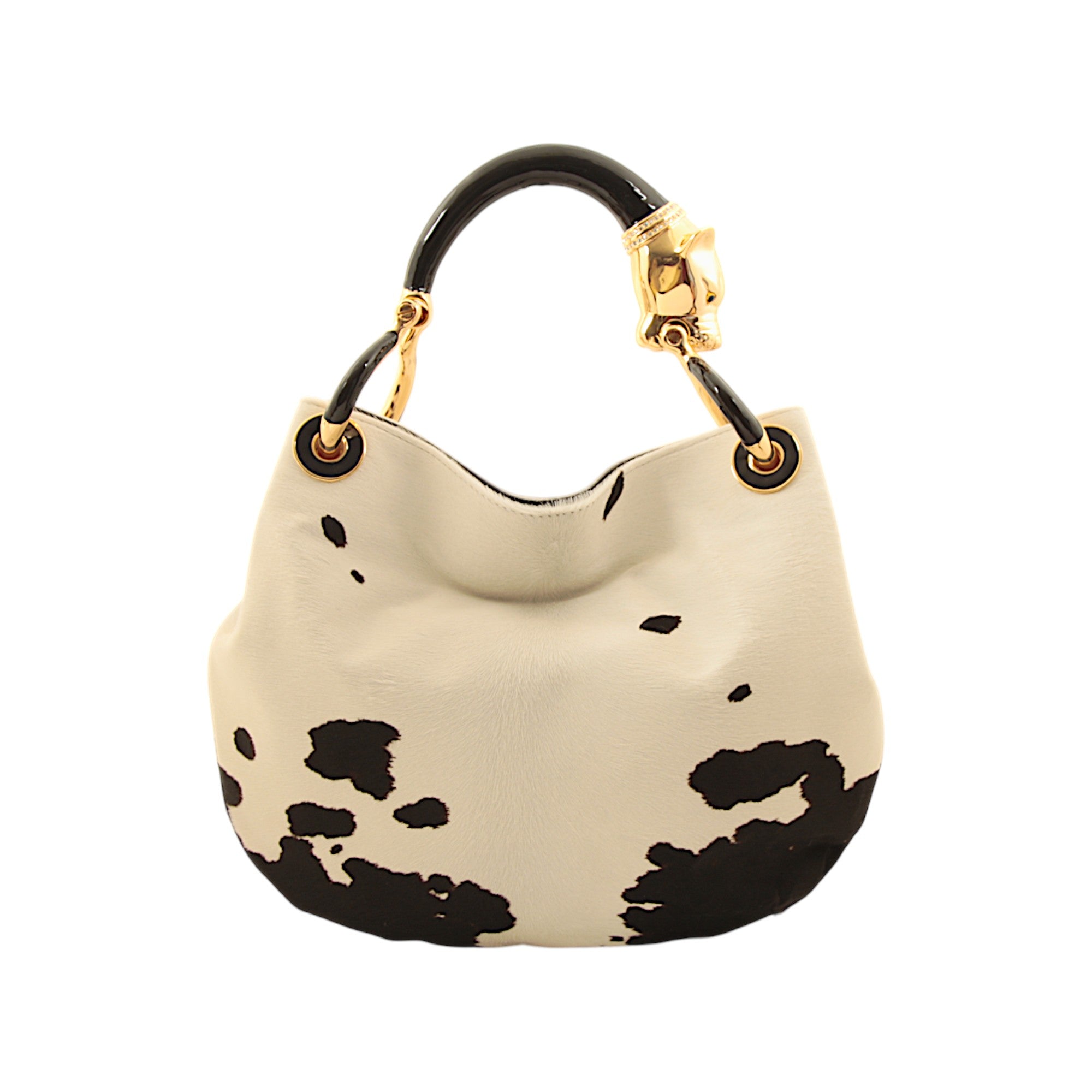 BLACK PANTHER  WITH PRINTED PONY HAIR SMALL HANDBAG