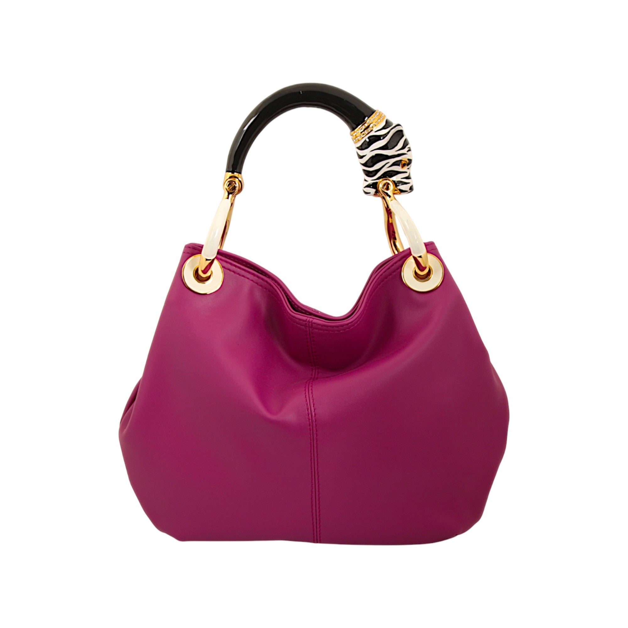 PANTHER B/W  WITH PINK HIGH QUALITY LEATHER  SMALL HANDBAG