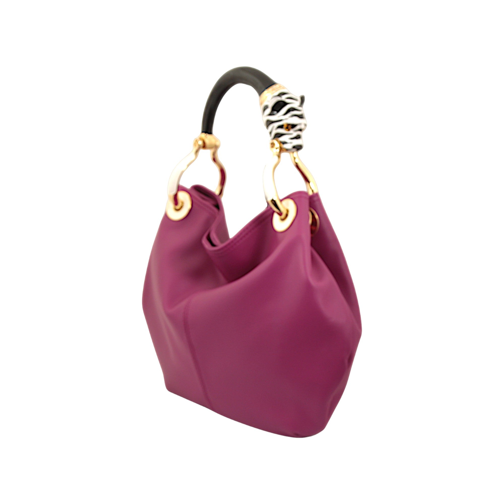 PANTHER B/W  WITH PINK HIGH QUALITY LEATHER  SMALL HANDBAG