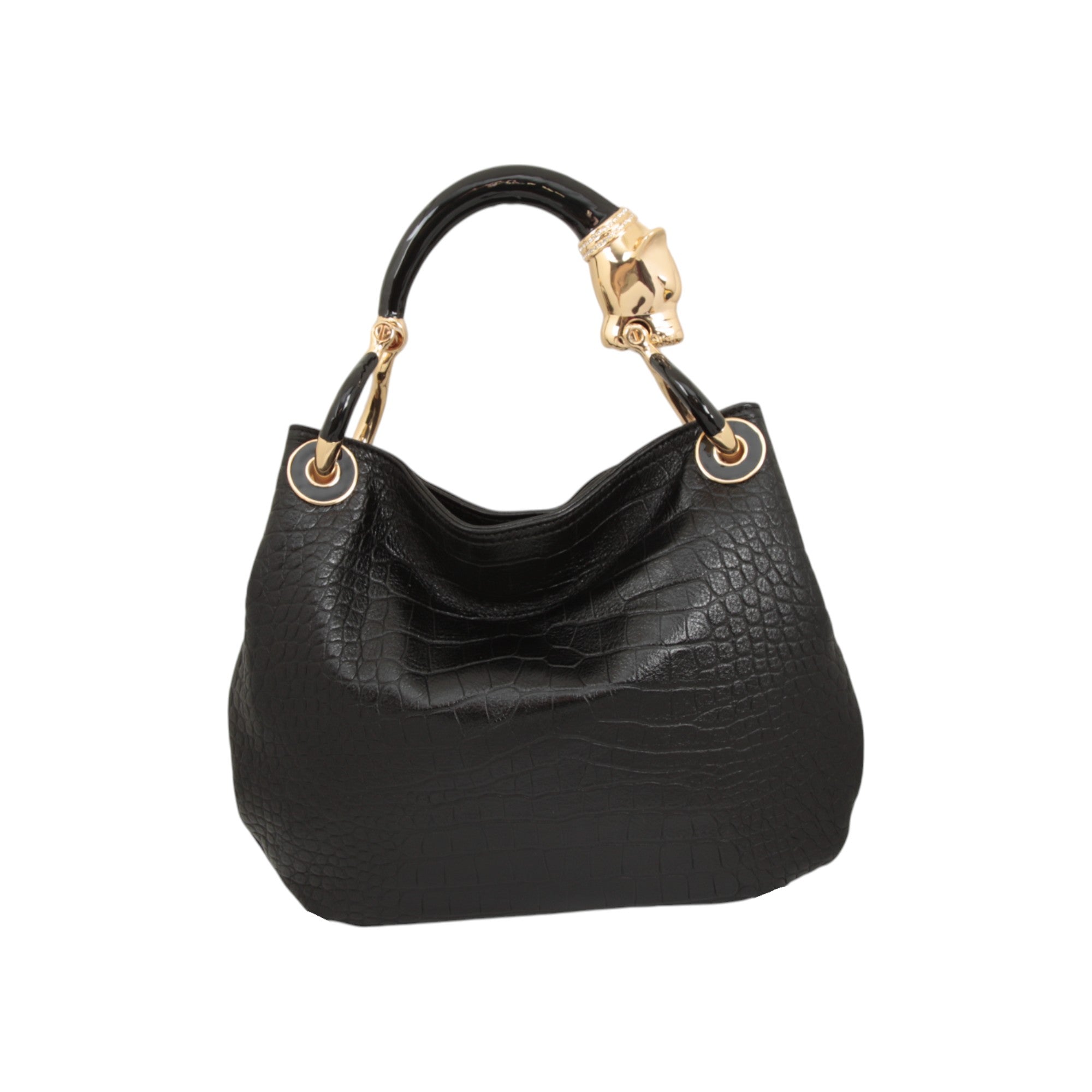 BLACK PANTHER  WITH BLACK PRINTED LEATHER SMALL HANDBAG