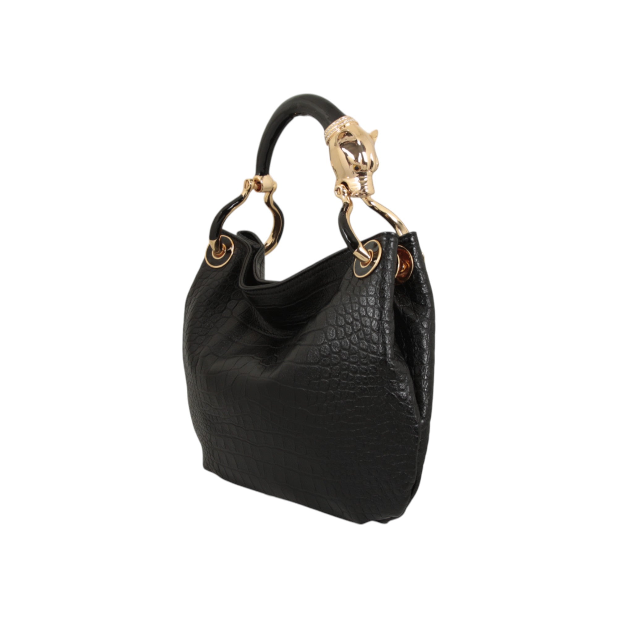 BLACK PANTHER  WITH BLACK PRINTED LEATHER SMALL HANDBAG