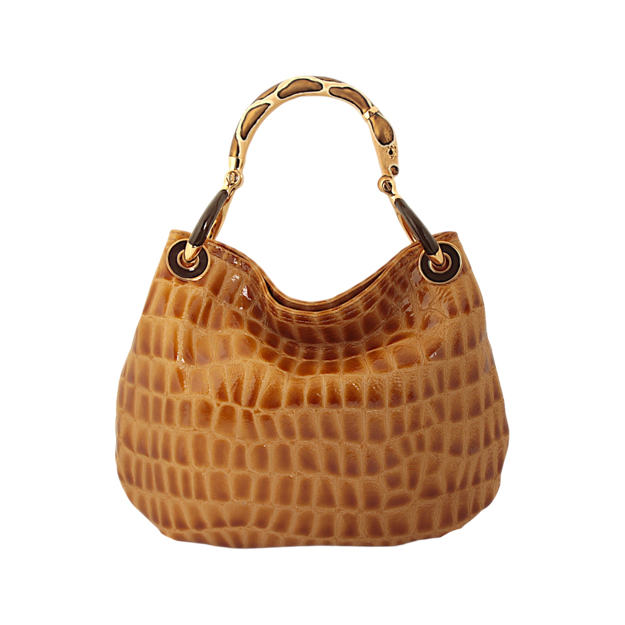 SNAKE SMALL HANDBAG  WITH CROCO PRINTED LEATHER