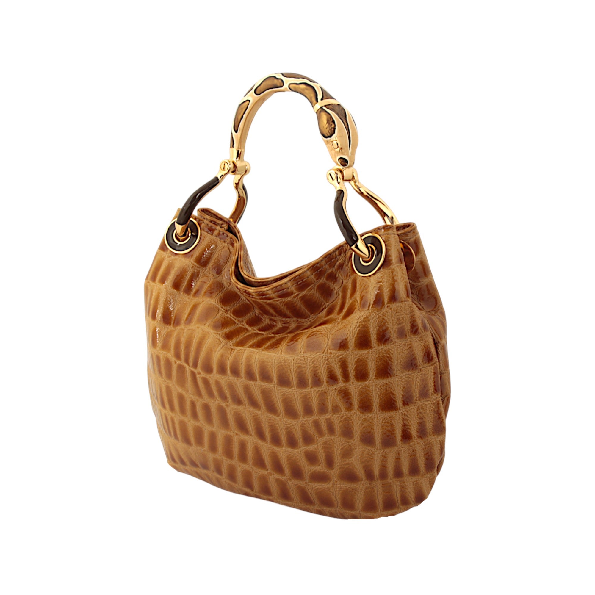 SNAKE SMALL HANDBAG  WITH CROCO PRINTED LEATHER