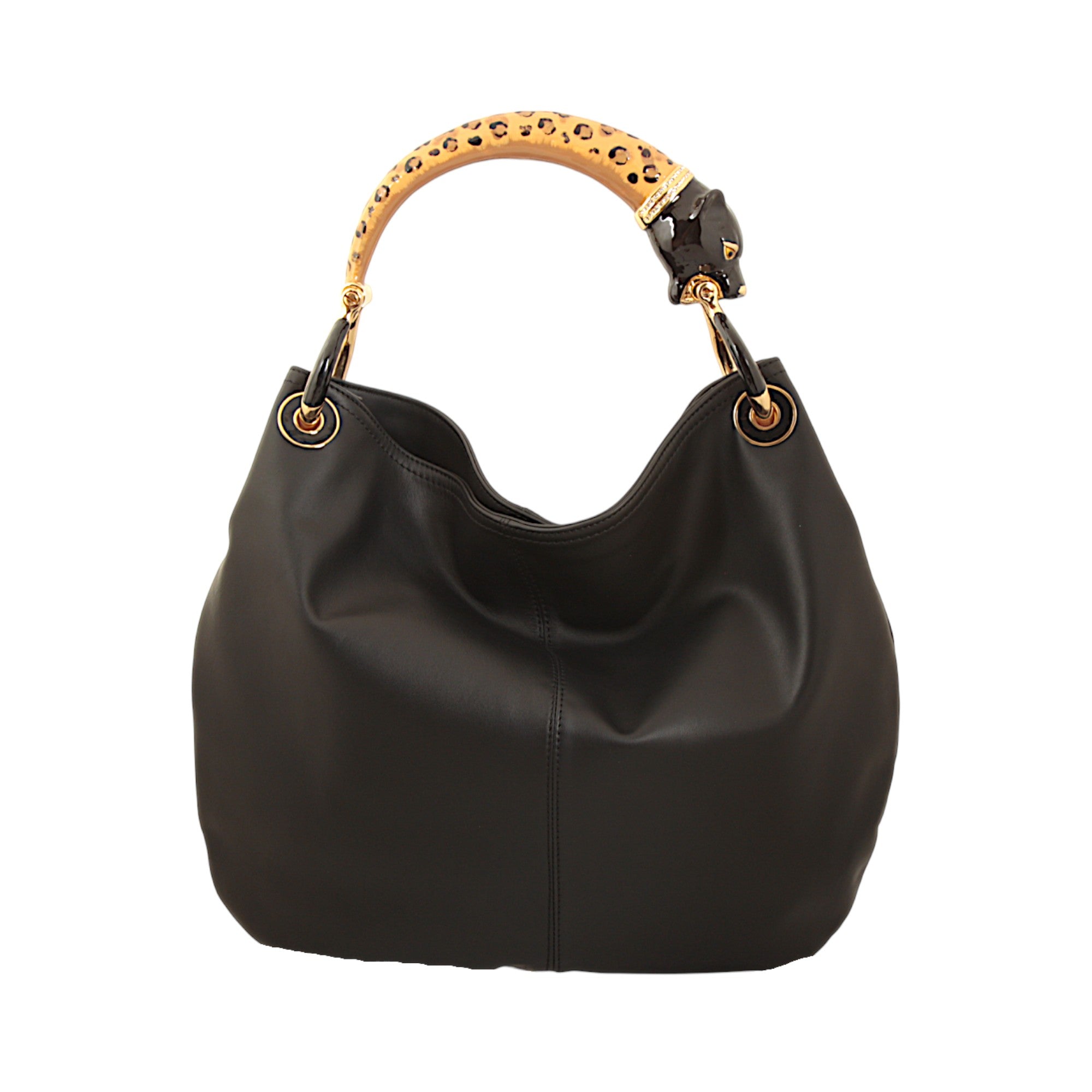 LEOPARD HANDBAG WITH BLACK LEATHER