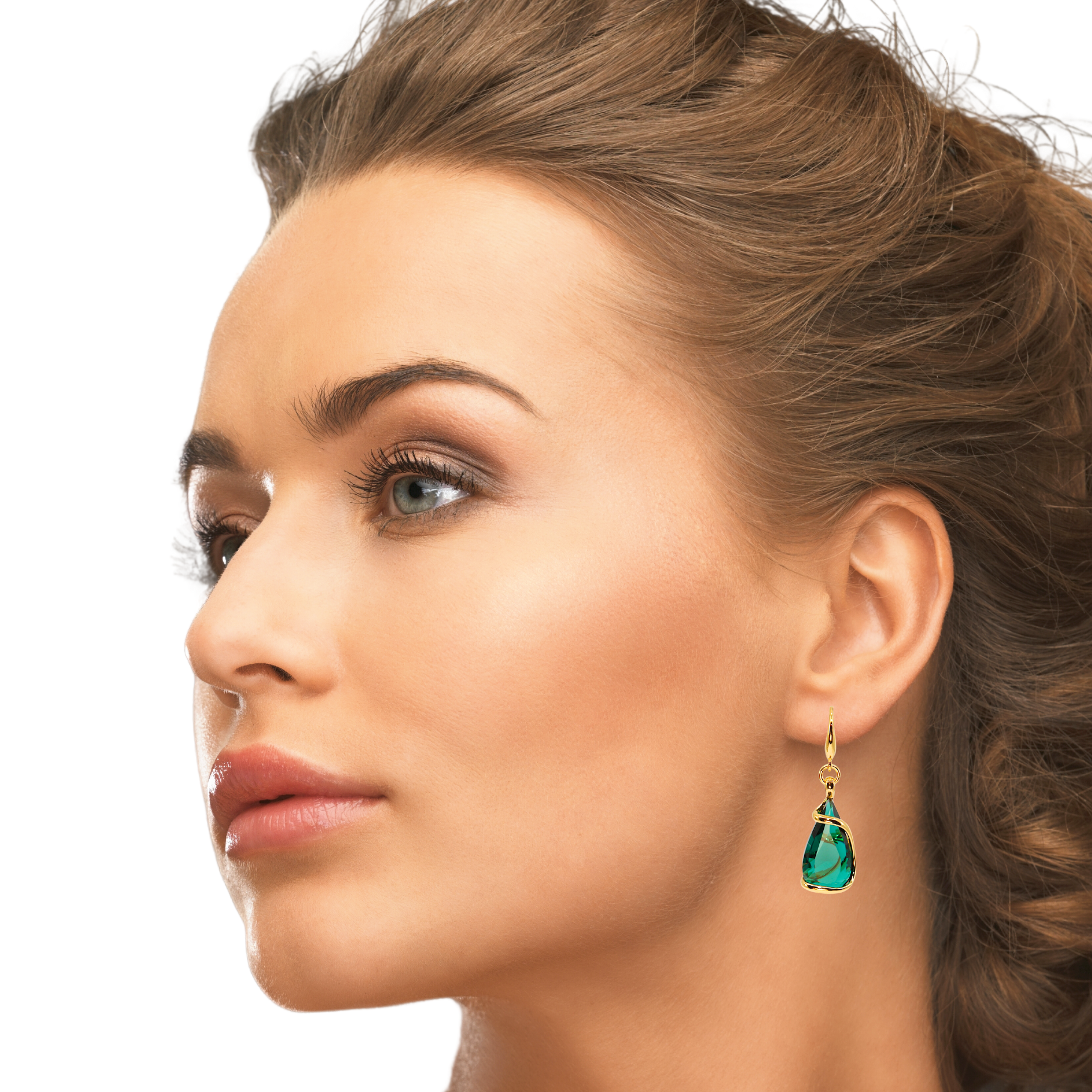 GREEN EMERALD MINI DROP CRYSTAL EARRINGS