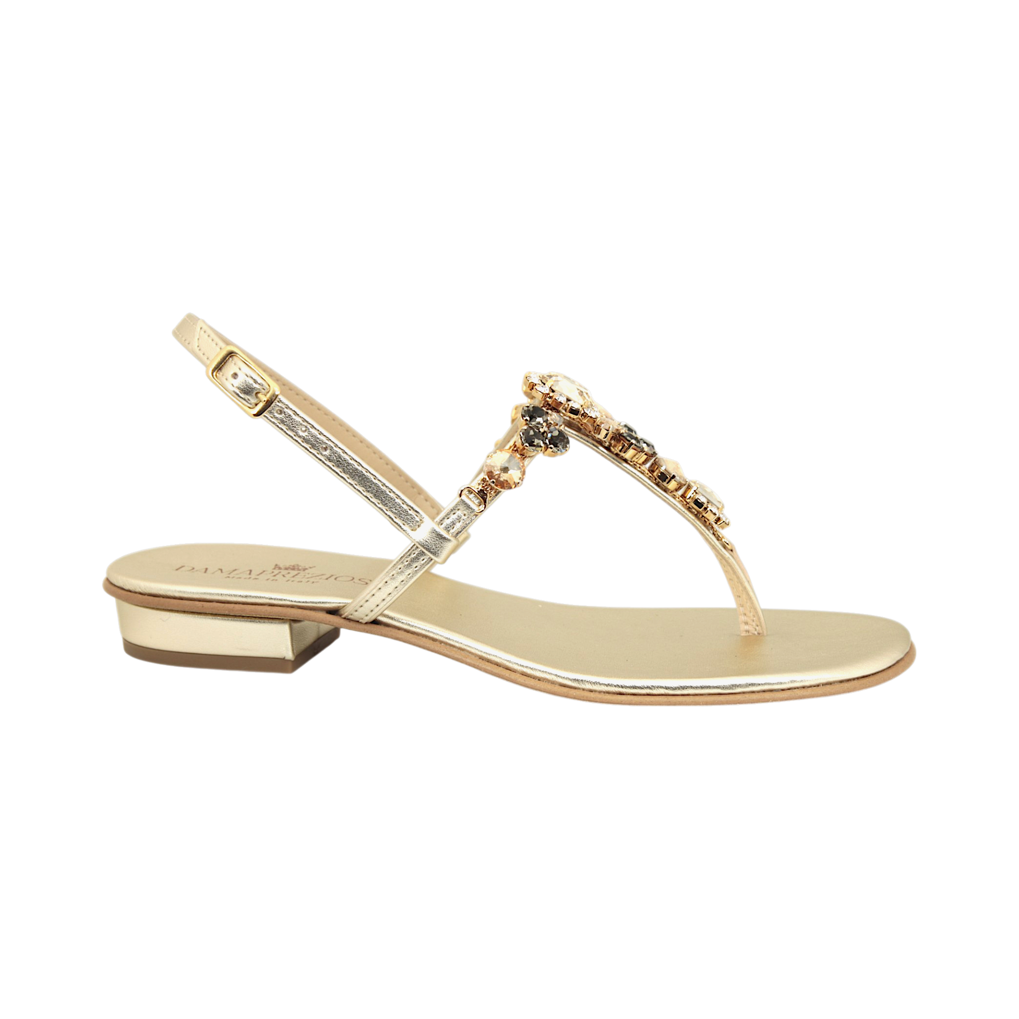 Sofia Platinum Jewel Sandal with milky white and crystal embellishments handmade in Italy
Elegant platinum jewel sandal with luminous decorative details
Refined DAMAPREZIOSA sandal born in Sirmione with soft white embellishments
