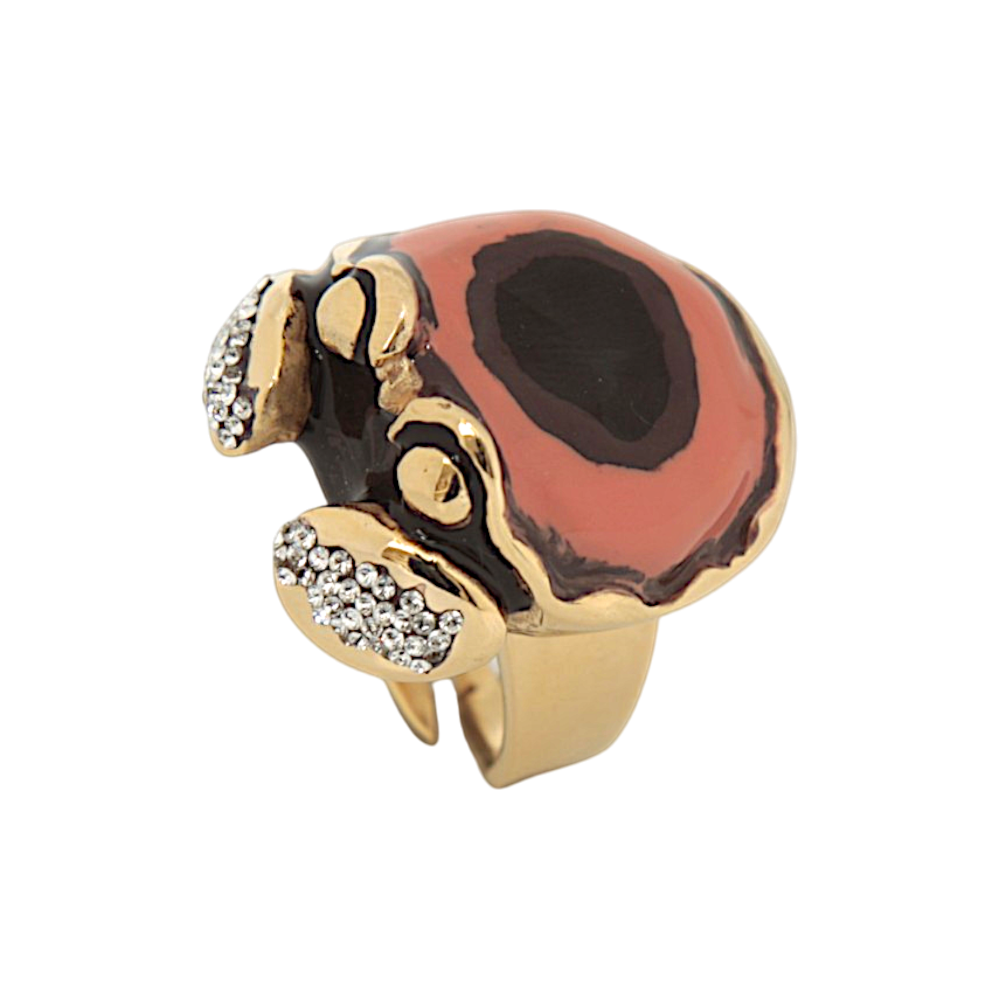 Crab Jewel Ring coral-inspired tones with Swarovski Crystals – Gold Plated Made in Italy | INGA Sirmione