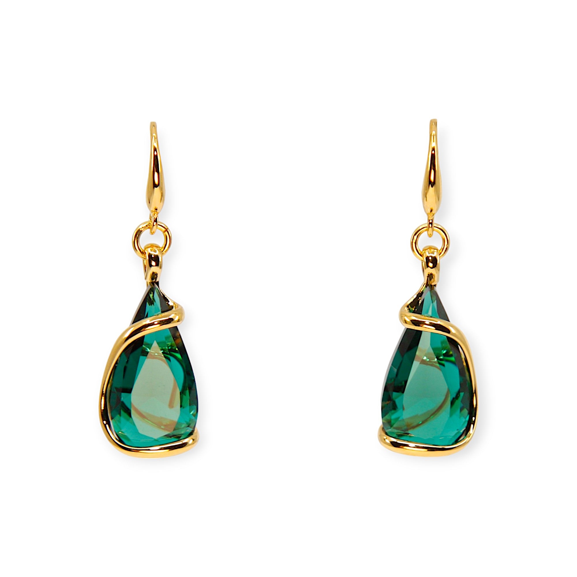 GREEN EMERALD MINI DROP CRYSTAL EARRINGS