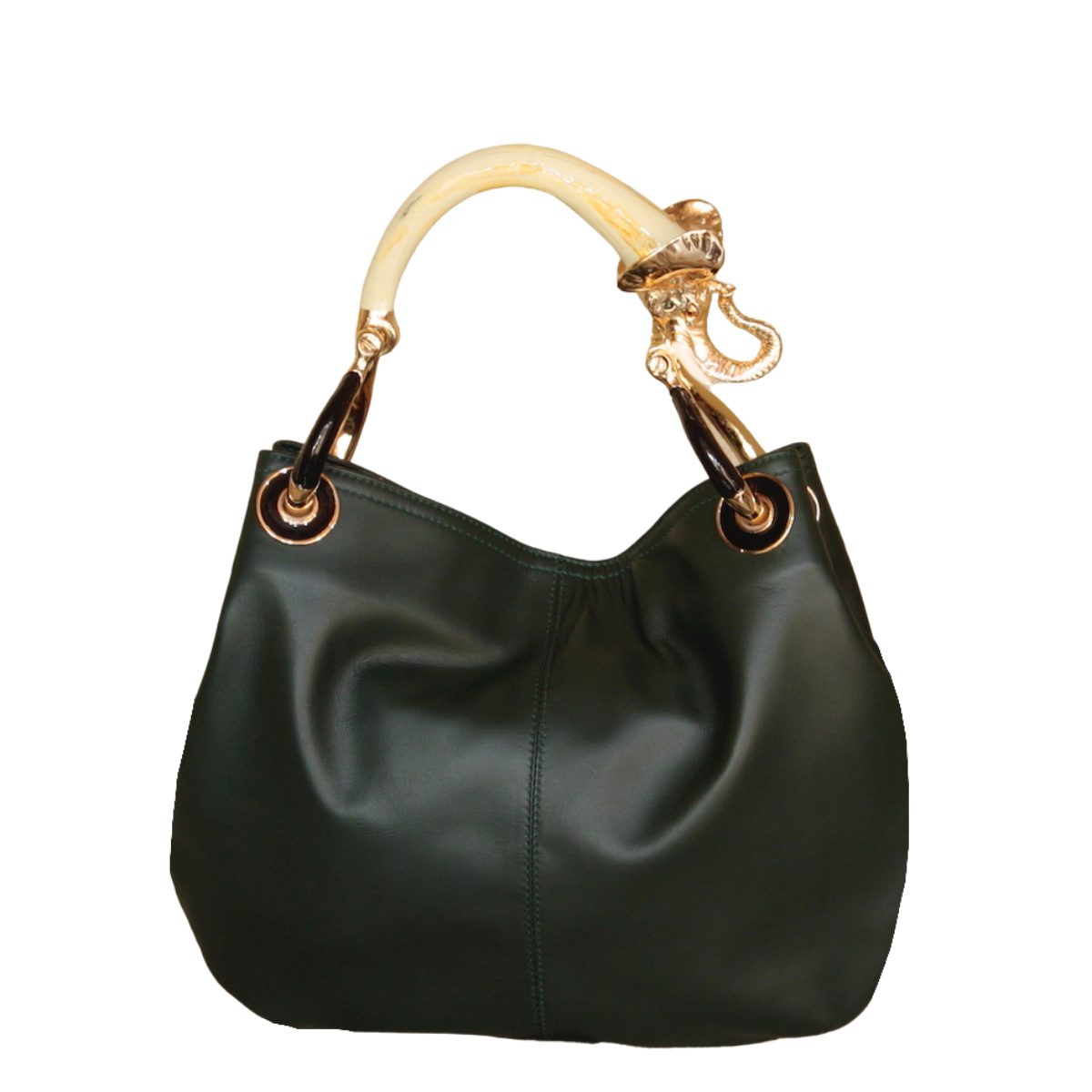 BOLSO PEQUEÑO ELEFANTE DE PIEL NAPA VERDE 