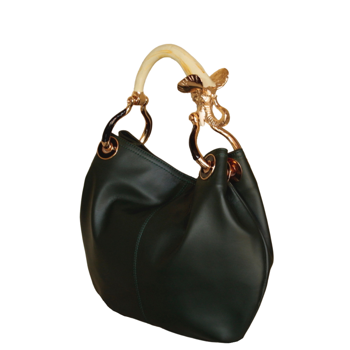 BOLSO PEQUEÑO ELEFANTE DE PIEL NAPA VERDE 