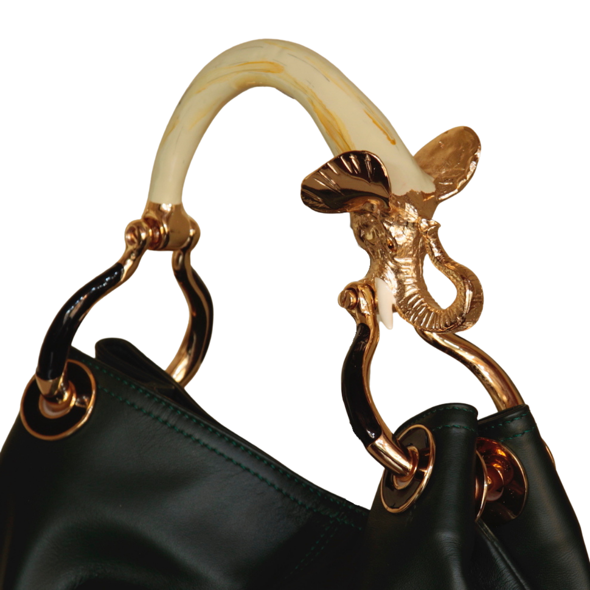 BOLSO PEQUEÑO ELEFANTE DE PIEL NAPA VERDE 