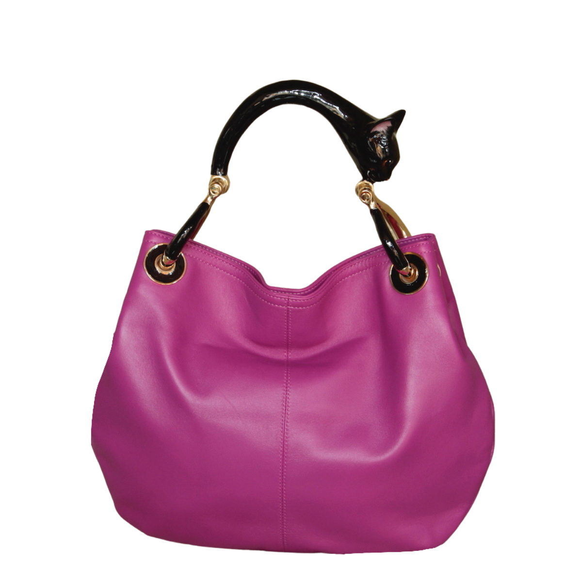 BLACK CAT SMALL BAG WITH PINK NAPPA LEATHER