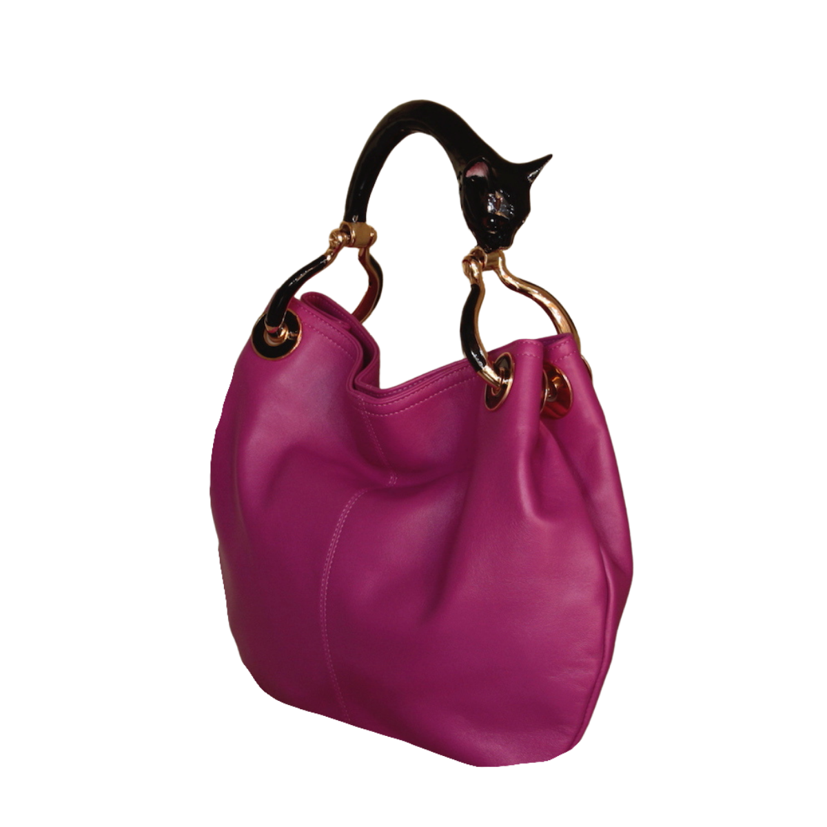 BLACK CAT SMALL BAG WITH PINK NAPPA LEATHER