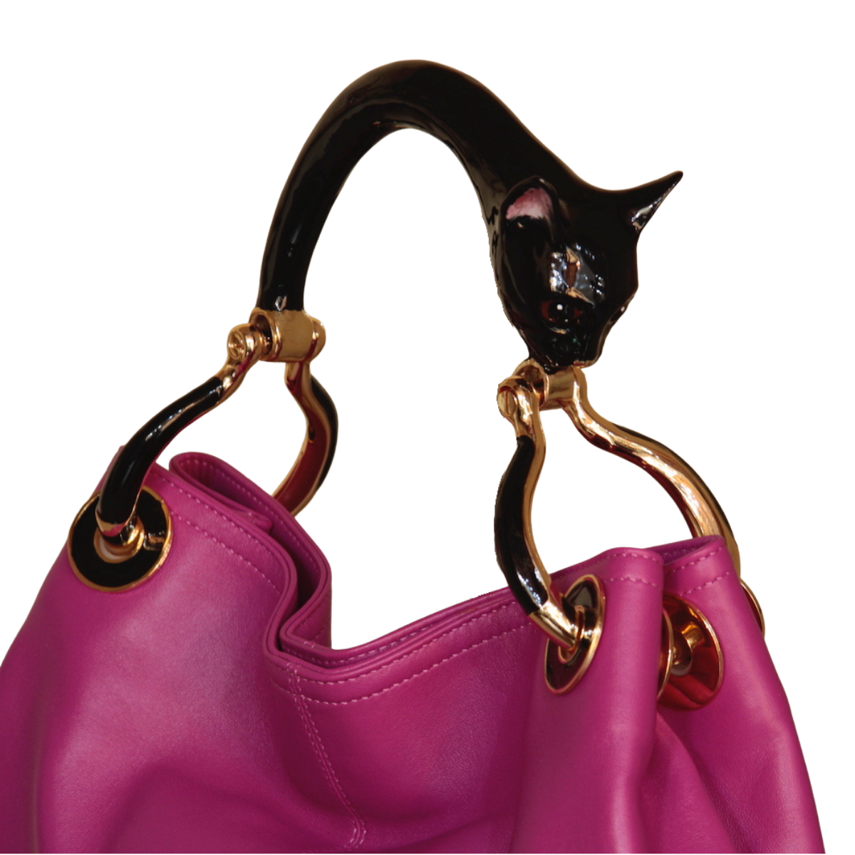 BLACK CAT SMALL BAG WITH PINK NAPPA LEATHER