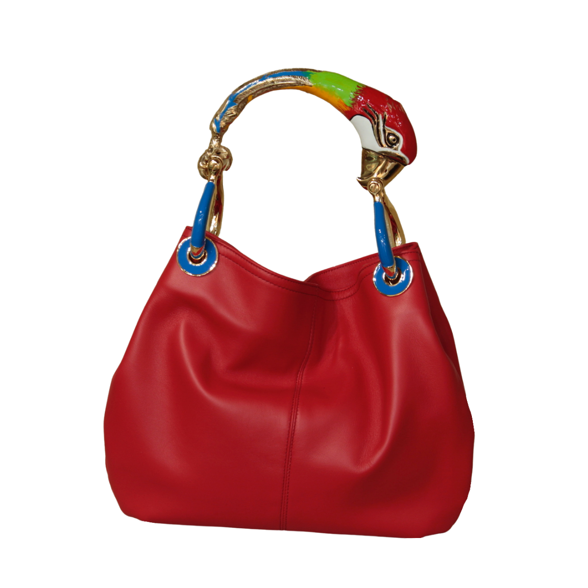 RED PARROT SMALL BAG WITH RED NAPPA LEATHER