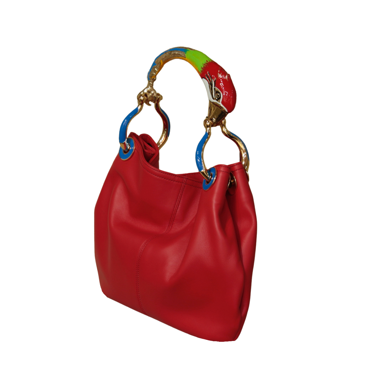 RED PARROT SMALL BAG WITH RED NAPPA LEATHER