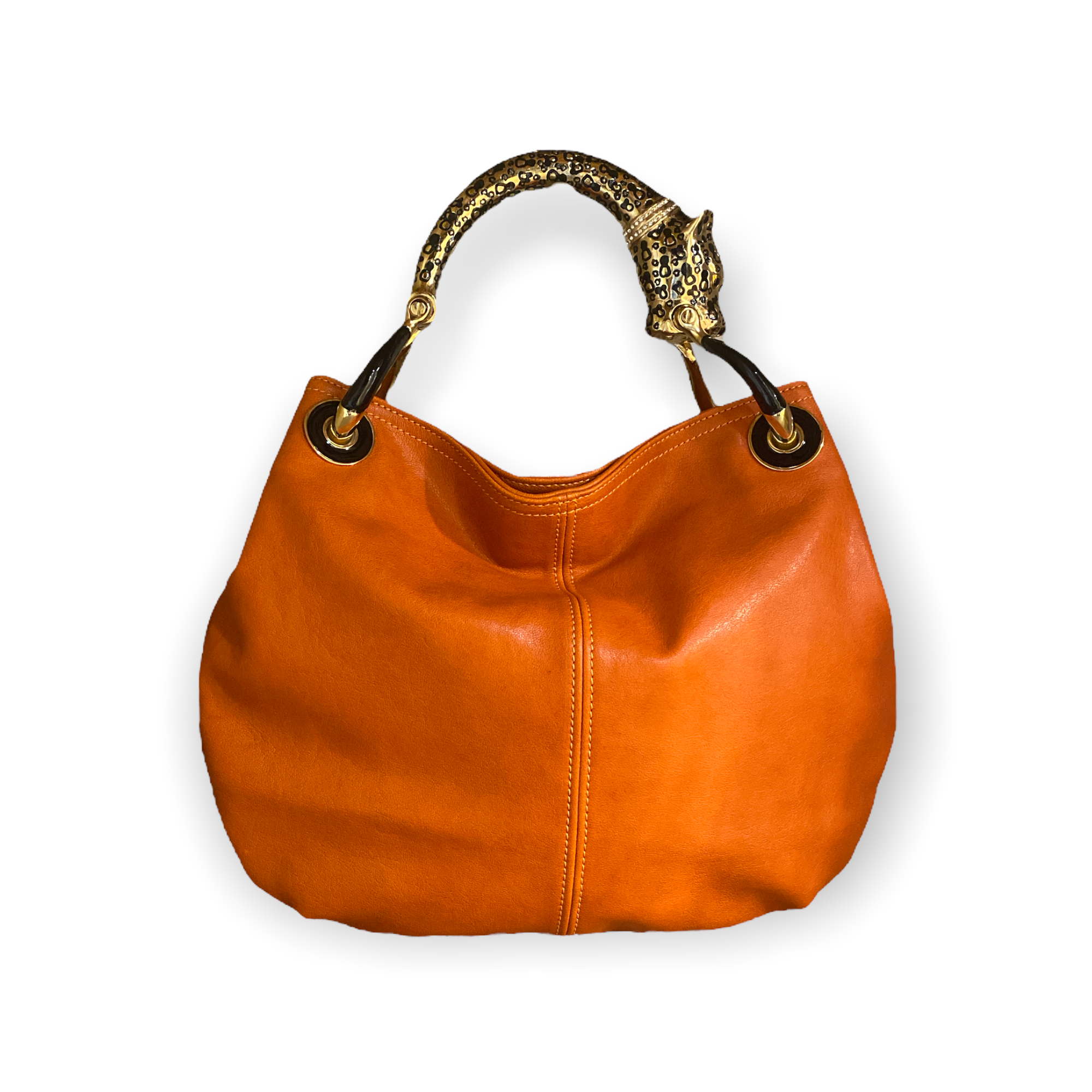 JAGUAR WITH ORANGE NAPPA LEATHER SMALL HANDBAG