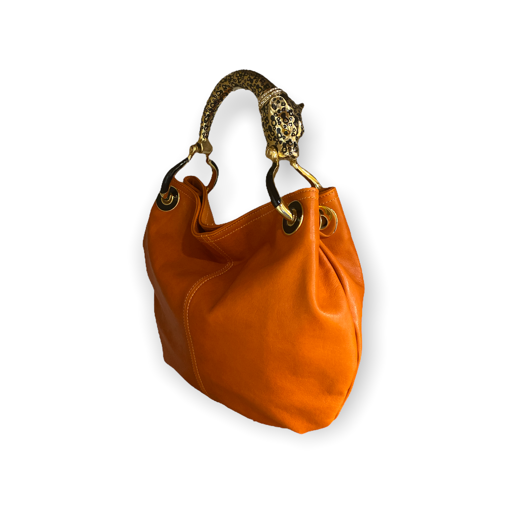 JAGUAR WITH ORANGE NAPPA LEATHER SMALL HANDBAG