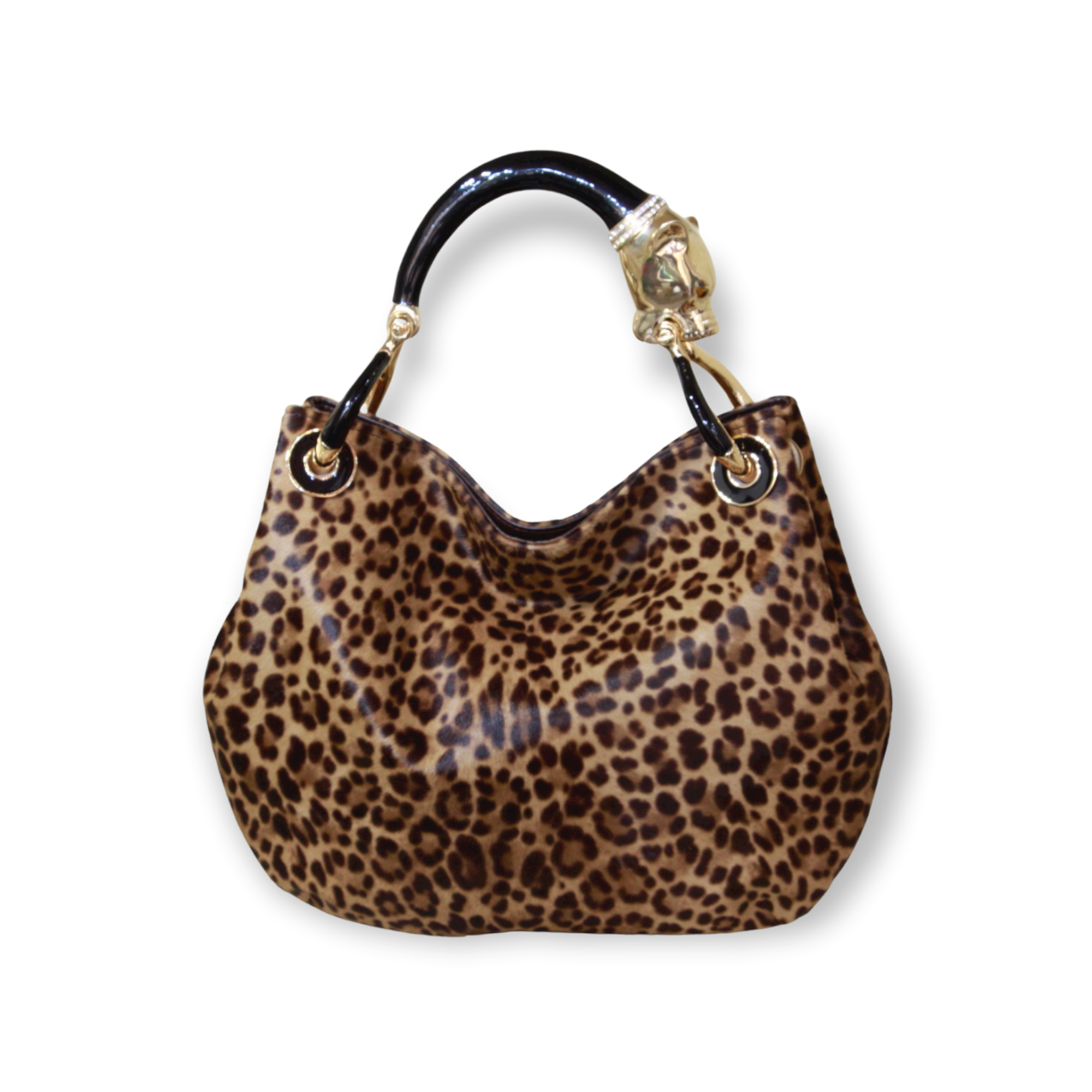 BLACK PANTHER  WITH JAGUAR-PRINT PONY HAIR SMALL HANDBAG