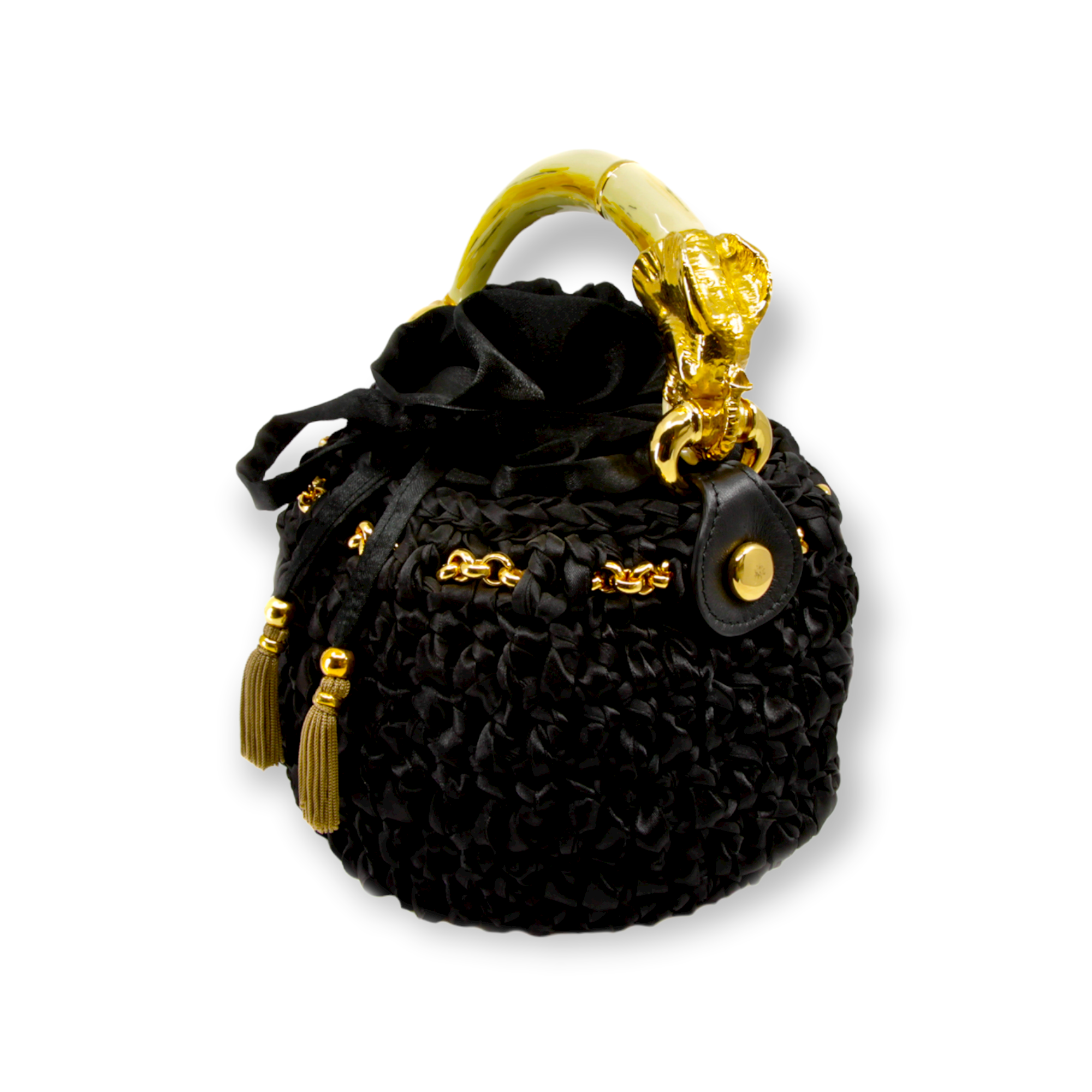 BALACK BUCKET WITH ELEPHANT HANDLE